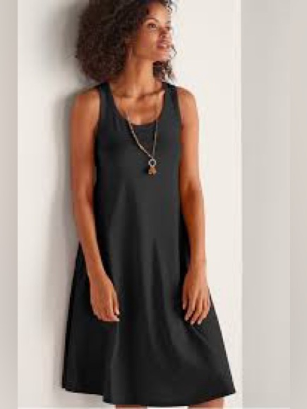 Soft Surroundings Classic Black Sleeveless A-Line Pocket Summer Dress Small
